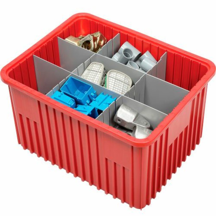 Containers & Organizers * | Global Industrial Plastic Dividable Grid Container Dg93120, 22-1/2"L X 17-1/2"W X 12"H, Red Pkg Qty 3