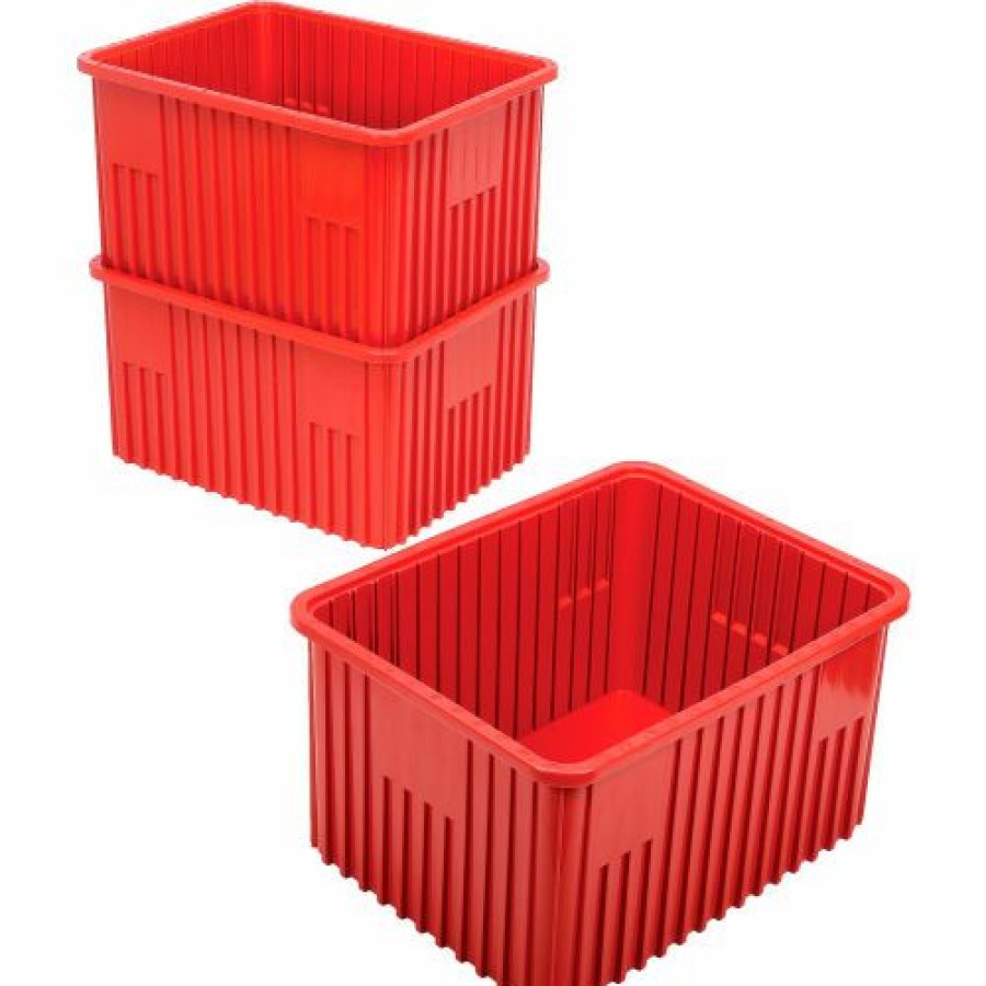 Containers & Organizers * | Global Industrial Plastic Dividable Grid Container Dg93120, 22-1/2"L X 17-1/2"W X 12"H, Red Pkg Qty 3