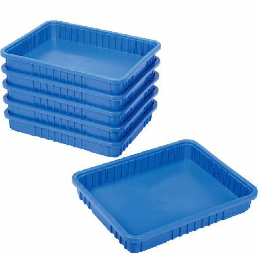 Containers & Organizers * | Global Industrial Plastic Dividable Grid Container Dg93030, 22-1/2"L X 17-1/2"W X 3"H, Blue Pkg Qty 6