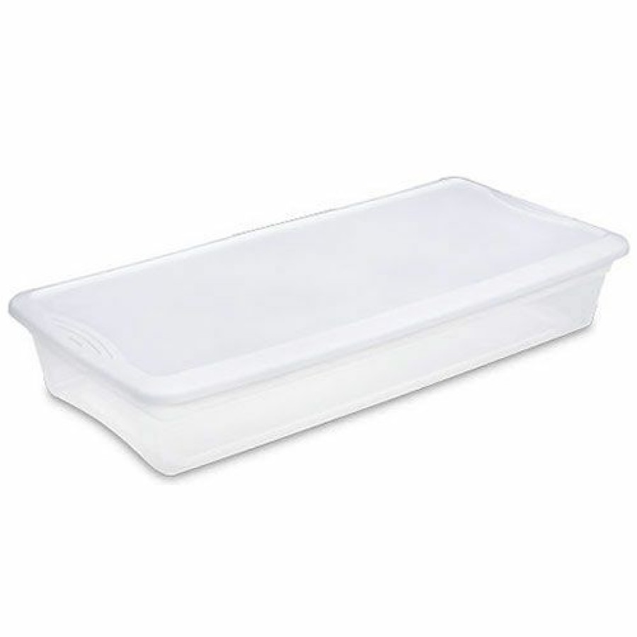 Containers & Organizers * | Sterilite 41 Quart 19608006 Clear Storage Tote With White Lid 34-7/8" X 16-5/8" X 6-1/8" Pkg Qty 6