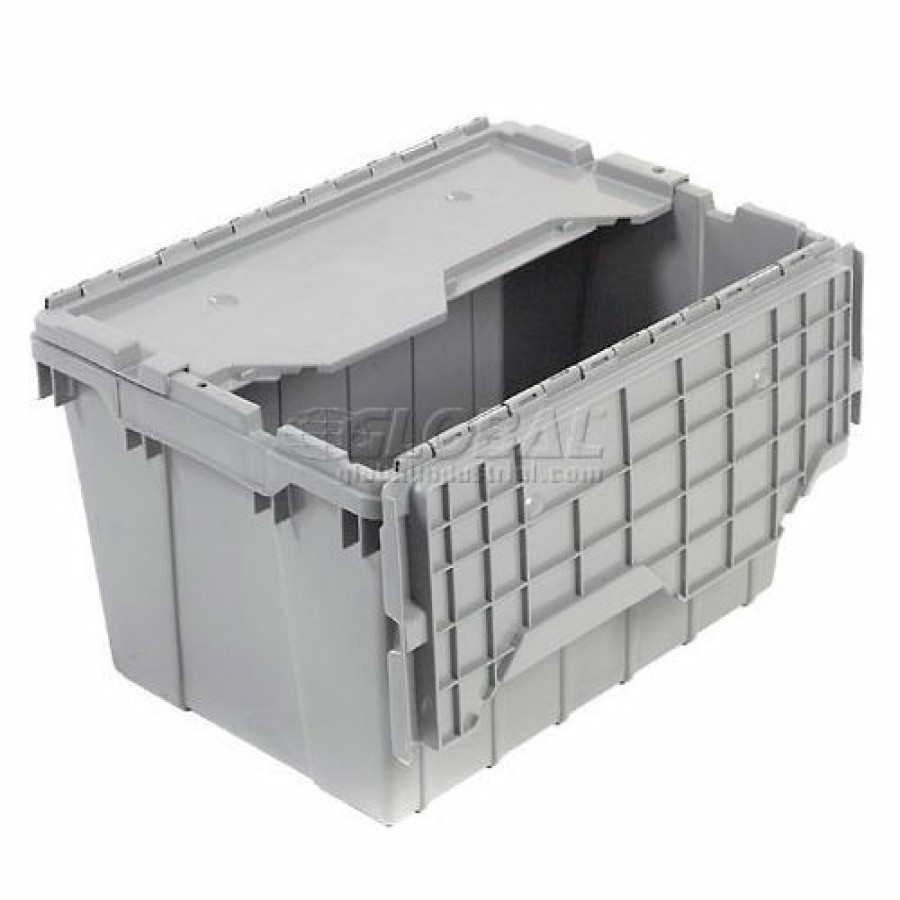 Containers & Organizers * | Akro-Mils Attached Lid Container 39085Grey 21-1/2"L X 15"W X 9"H Pkg Qty 6