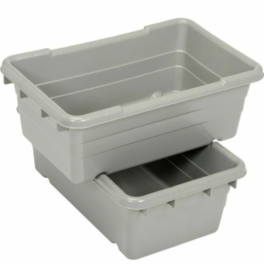 Containers & Organizers * | Buckhorn Cross Stack Jumbo Lug 34305Gray 25"L X 16"W X 8-1/2"H Gray Pkg Qty 6