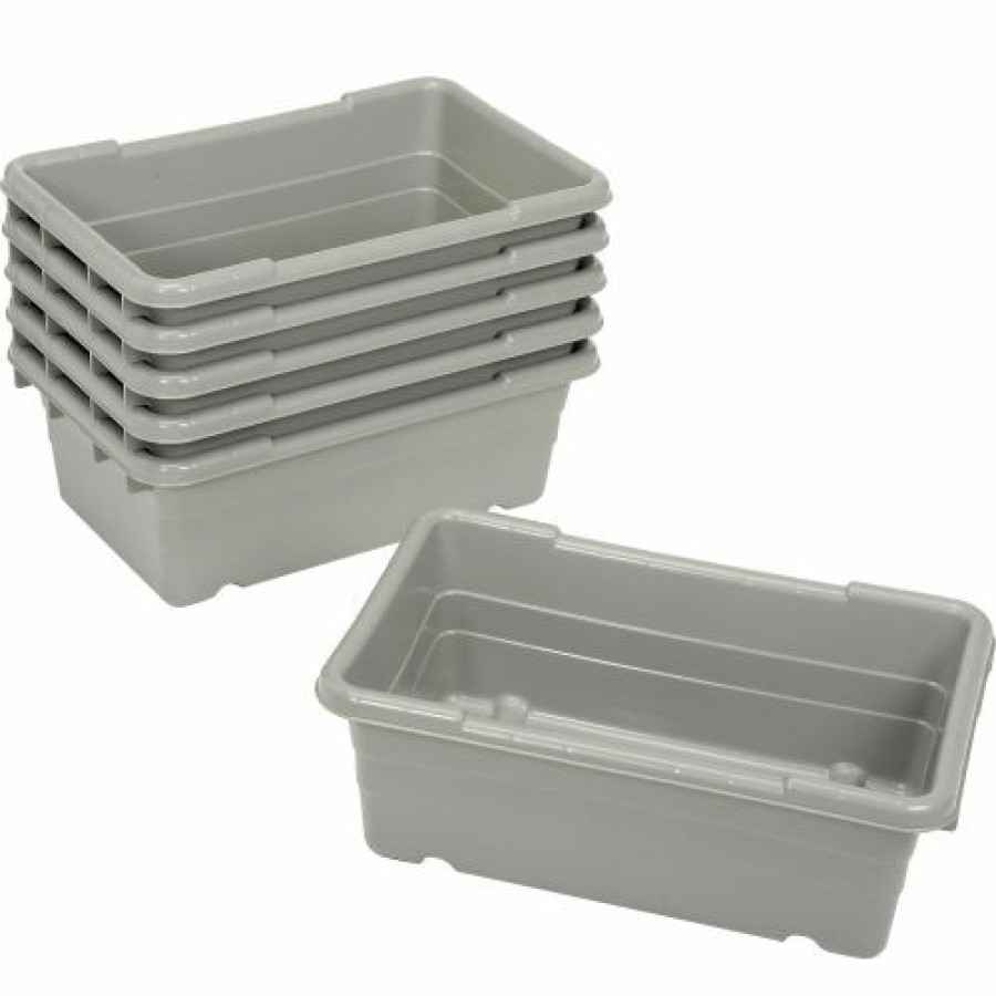 Containers & Organizers * | Buckhorn Cross Stack Jumbo Lug 34305Gray 25"L X 16"W X 8-1/2"H Gray Pkg Qty 6