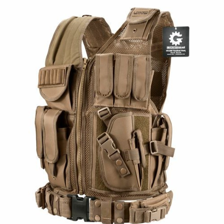 Containers & Organizers * | Barska Loaded Gear Vx-200 Tactical Right Hand Vest Bi12346 Dark Earth