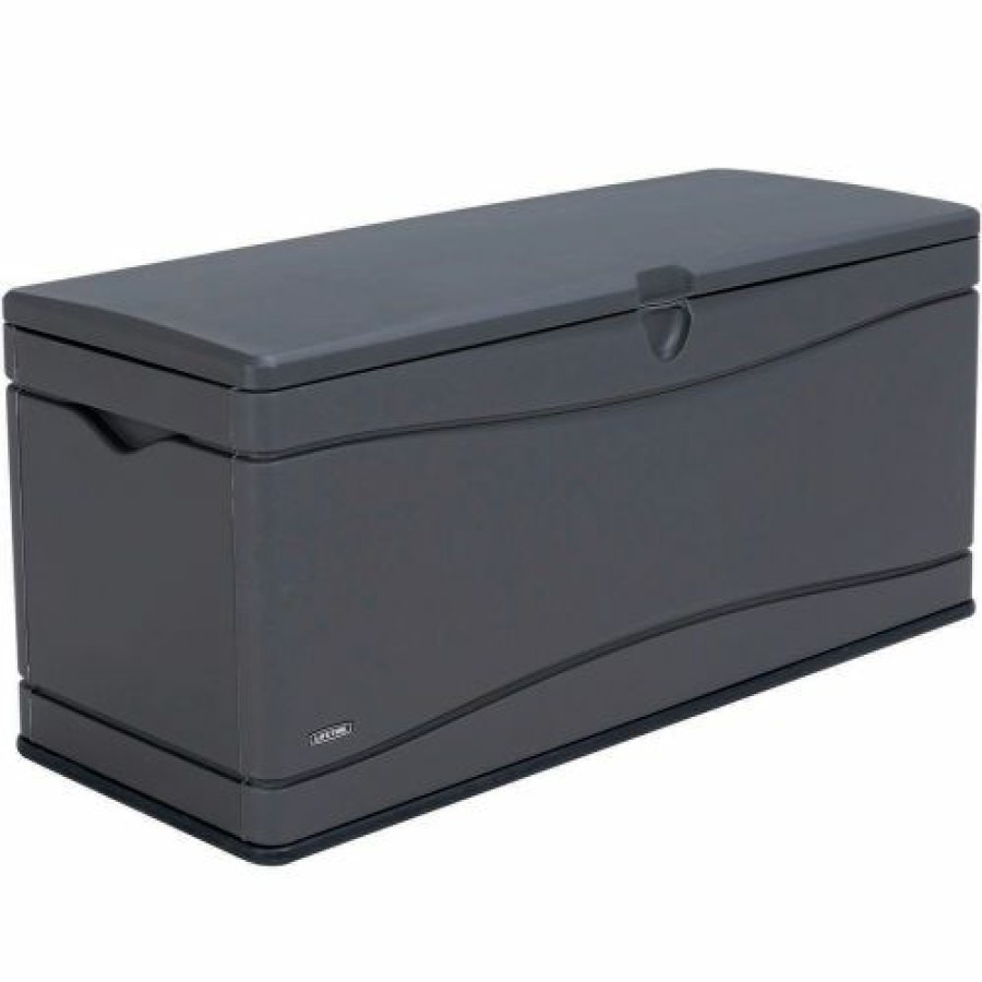 Containers & Organizers * | Lifetime Outdoor Storage Deck Bench Box 130 Gallon Gray W/Black Bottom