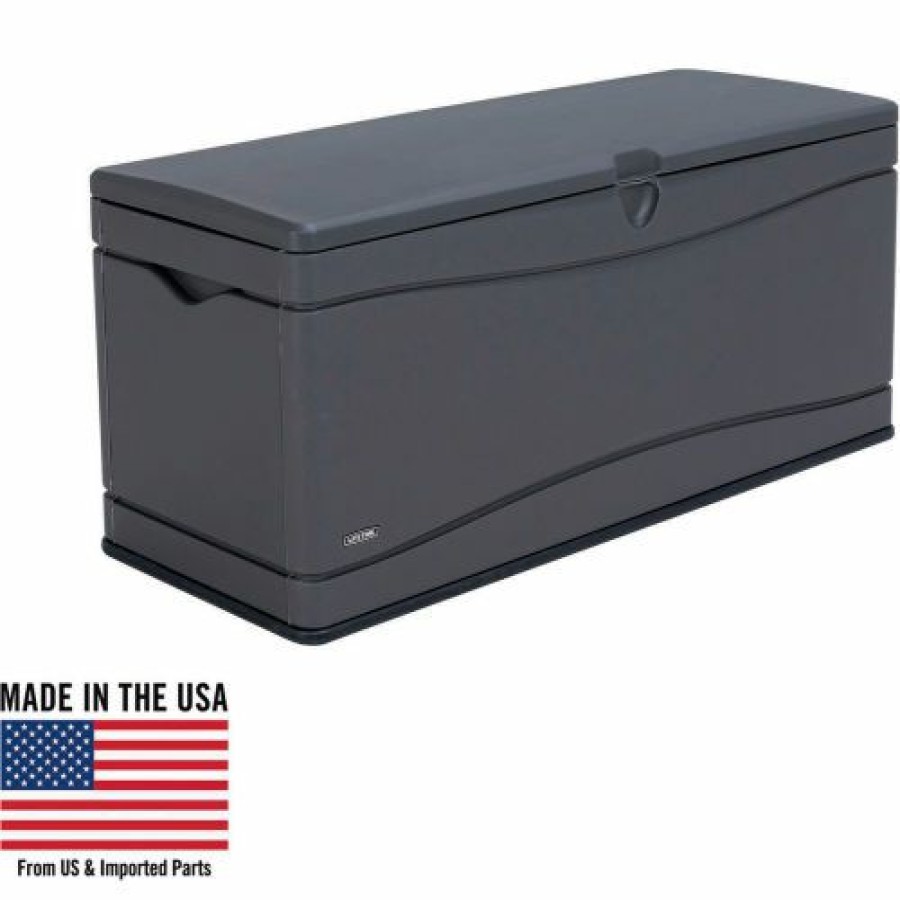 Containers & Organizers * | Lifetime Outdoor Storage Deck Bench Box 130 Gallon Gray W/Black Bottom