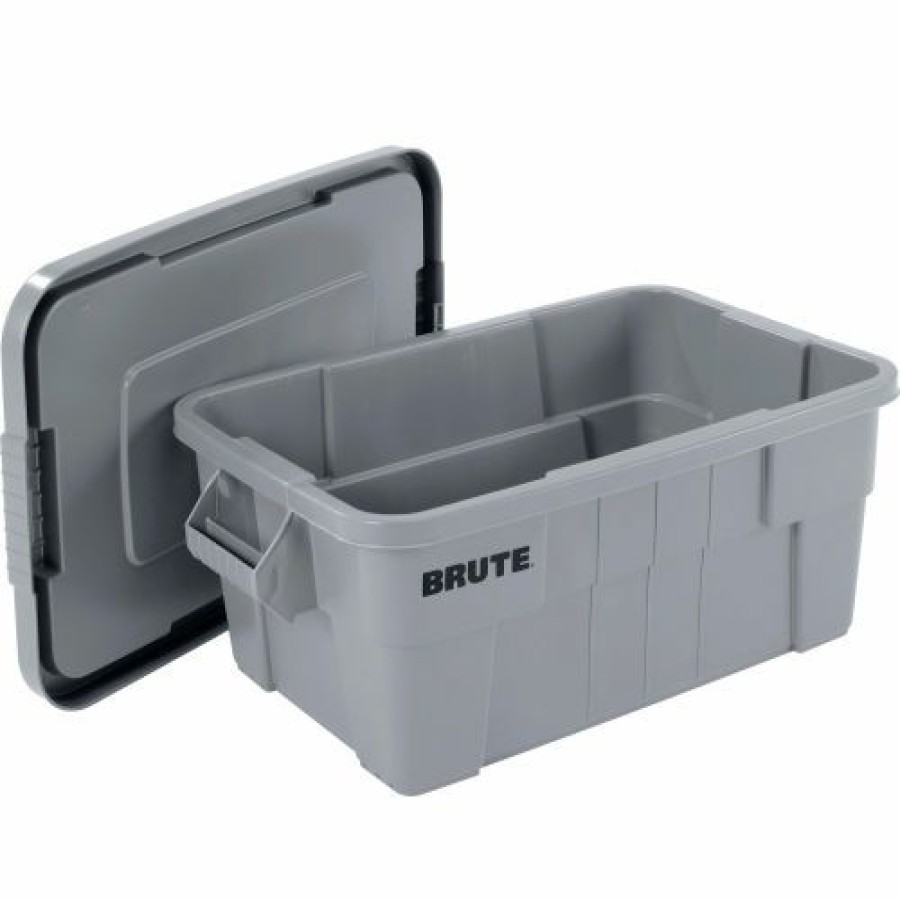 Containers & Organizers * | Rubbermaid 14 Gallon Brute Tote With Lid Fg9S3000Gray 27-1/2 X 16-3/4 X 10-3/4 Gray Pkg Qty 6