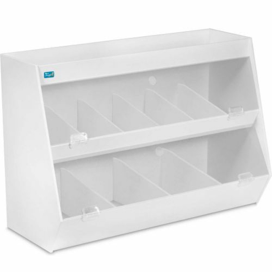 Containers & Organizers * | Trippnt White Lab Storage With 10 Bins And 1 Shelf, Clear Acrylic Doors, 24"W X 11"D X 16"H