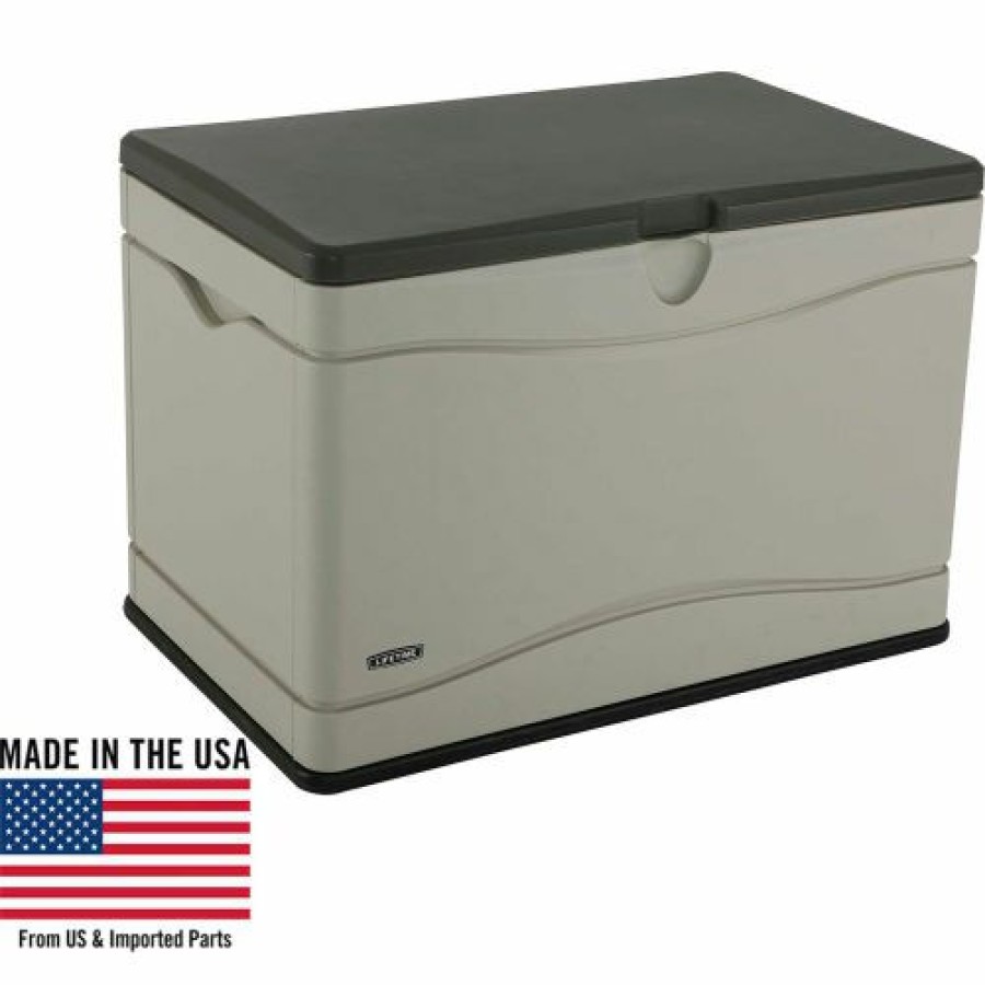 Containers & Organizers * | Lifetime 60103 Outdoor Deck Storage Box 80 Gallon, Sand W/Brown Lid