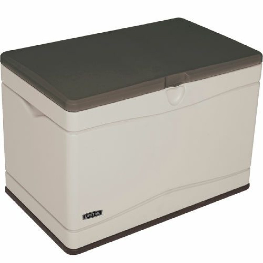 Containers & Organizers * | Lifetime 60103 Outdoor Deck Storage Box 80 Gallon, Sand W/Brown Lid