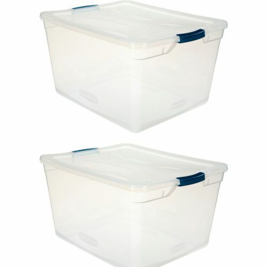 Containers & Organizers * | Rubbermaid Cleverstore Clear Latching Storage Tote W/Lid 71 Quart 23-1/2 18-5/8 12-1/4 Pkg Qty 4