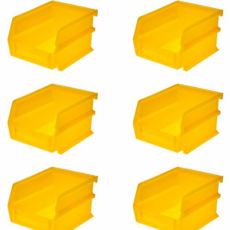 Containers & Organizers * | Locbin 4-1/8"L X 5-3/8"W X 3"H Yellow Stacking, Hanging, Interlocking Polypropylene Bins,6 Ct