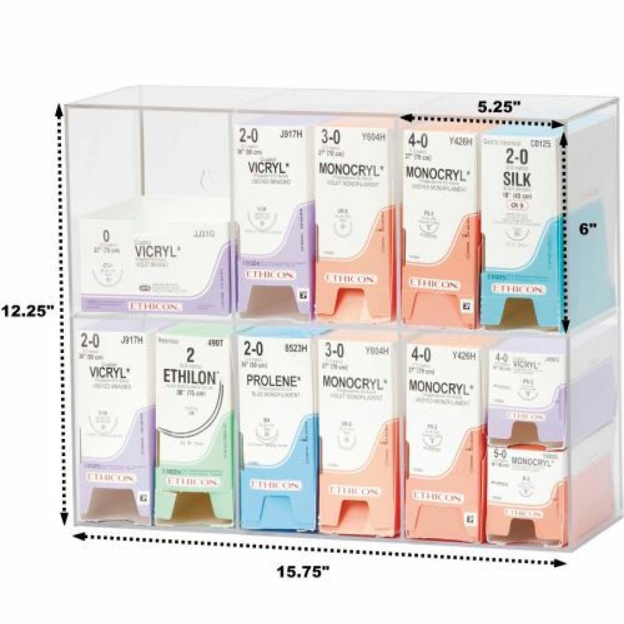 Containers & Organizers * | Omnimed Double Tier Acrylic Suture Rack, Wall Mountable, 15-1/2"W X 5-5/8"D X 12-1/4"H