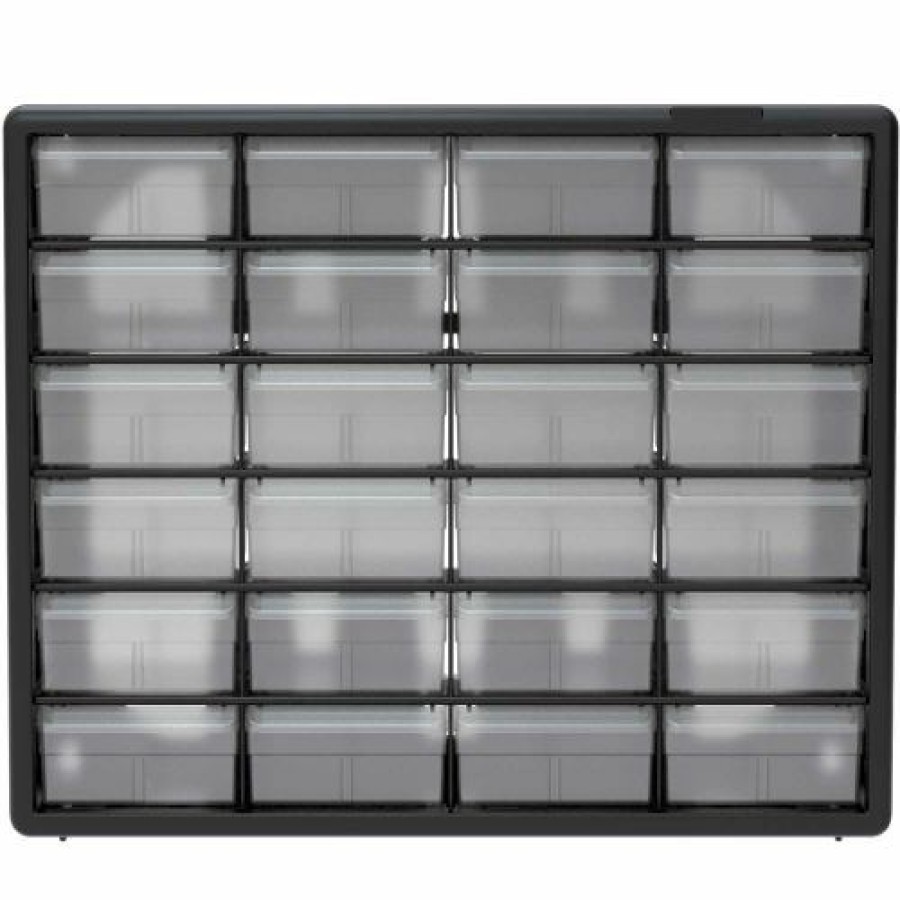 Containers & Organizers * | Akro-Mils Plastic Drawer Parts Cabinet 10124 20"W X 6-3/8"D X 15-13/16"H, Black, 24 Drawers