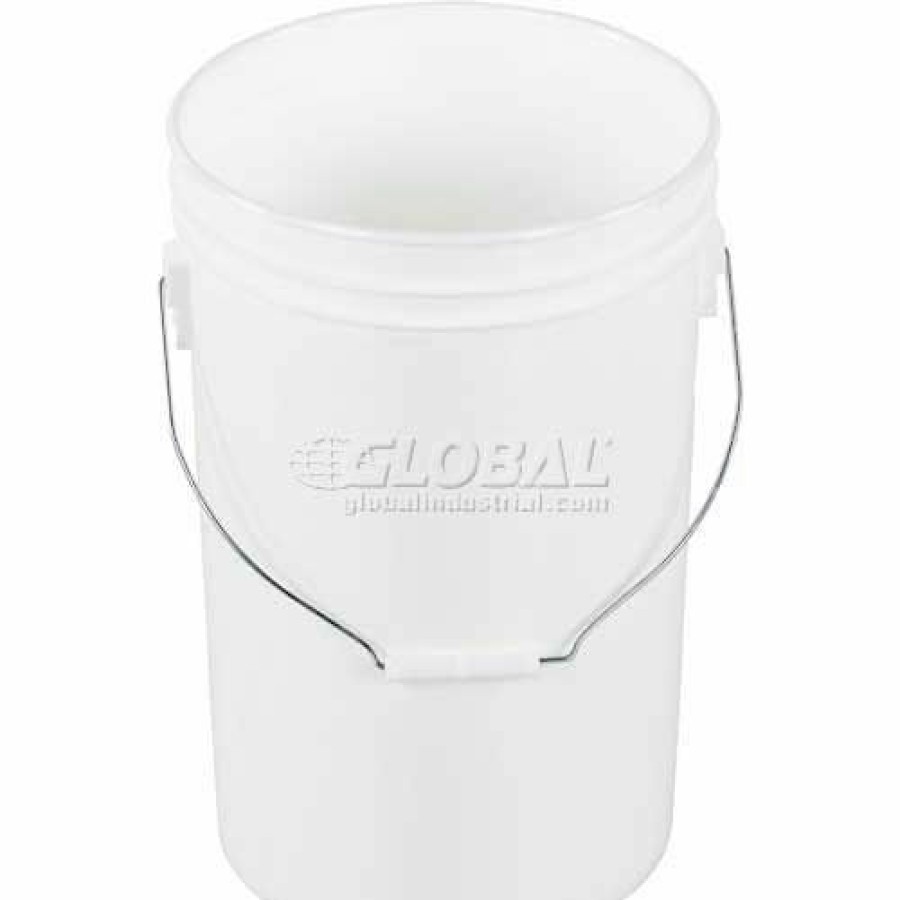 Containers & Organizers * | Vestil 6 Gallon Open Head Plastic Pail Pail-6-Pws With Steel Handle White