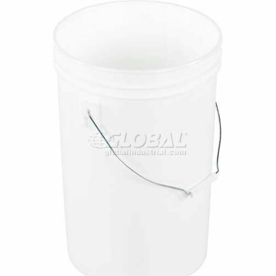 Containers & Organizers * | Vestil 6 Gallon Open Head Plastic Pail Pail-6-Pws With Steel Handle White