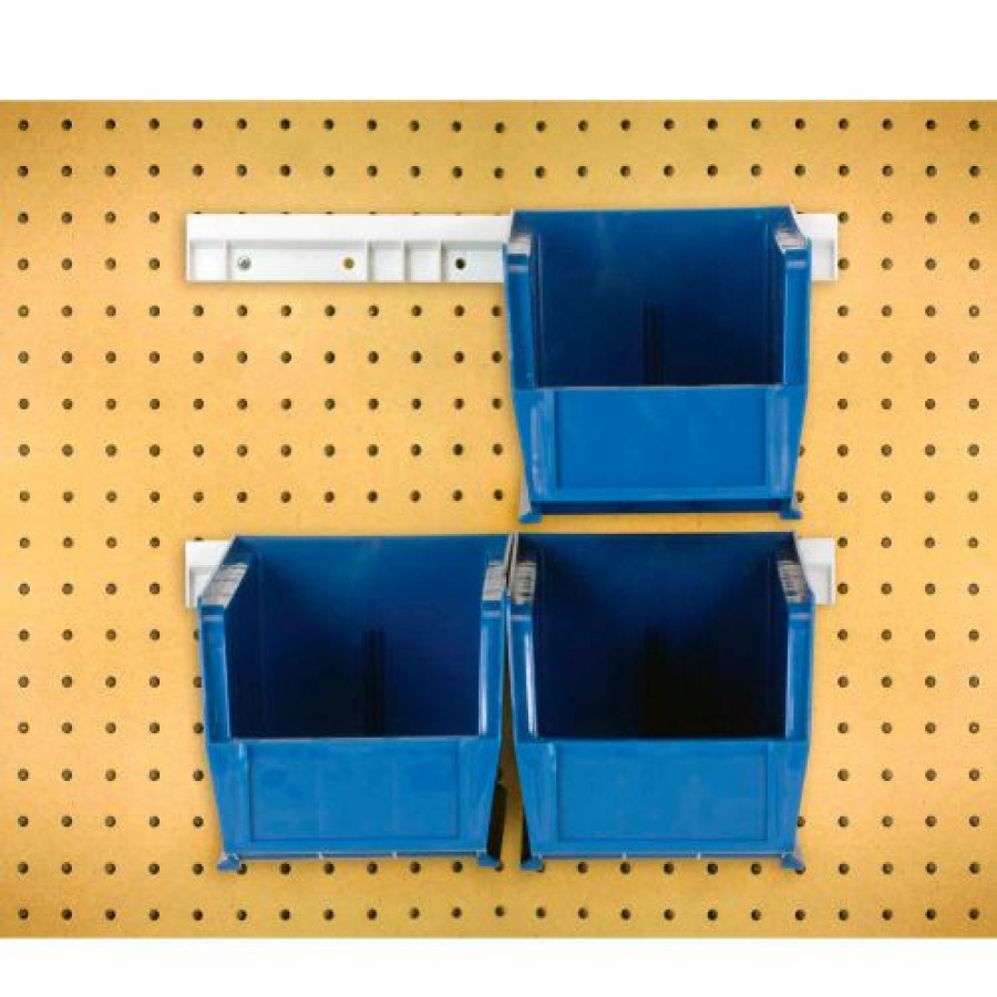 Containers & Organizers * | Quantum Storage Systems Quantum Hns230 Hang & Stack Bins W/Two 12" Rails, Four Bins 5-1/2"W X 10-7/8"D X 5"H, Blue