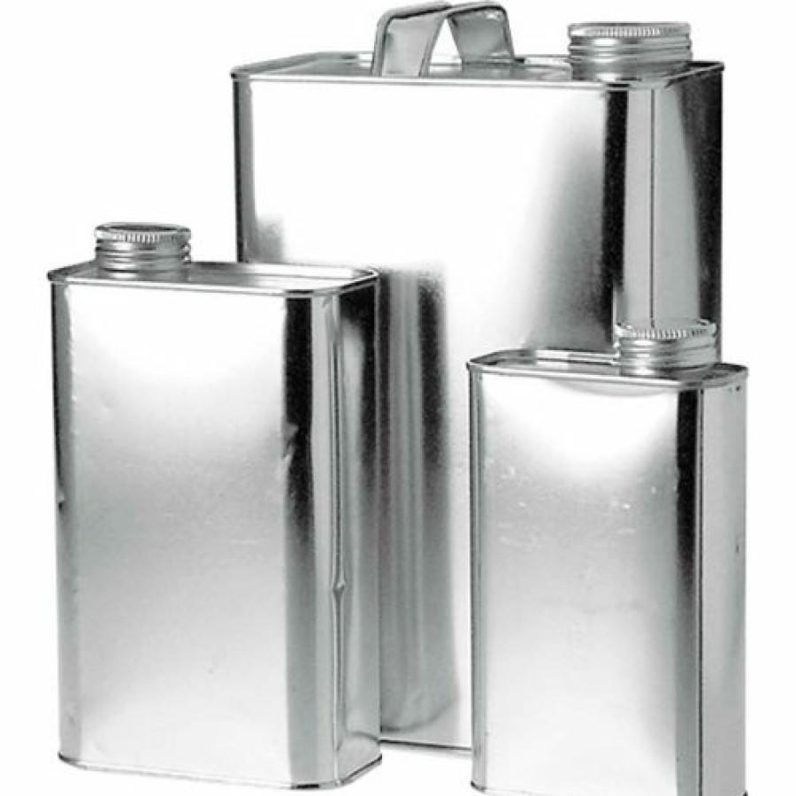 Containers & Organizers * | Qorpak 280593 1 Gal. Metal Oblong F-Style Can With 1-3/4" Delta Cap & Innerseal, With Handle, 6/Case