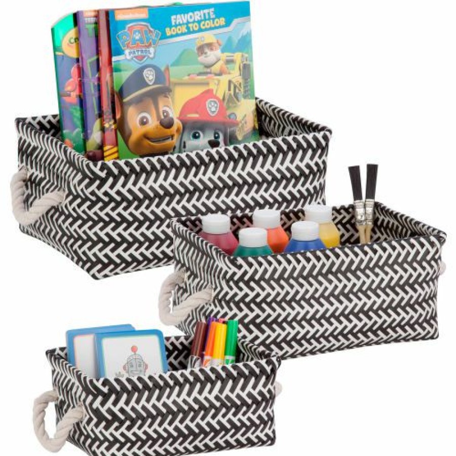 Containers & Organizers * | Honey-Can-Do Zig Zag Set Of Three Baskets Black