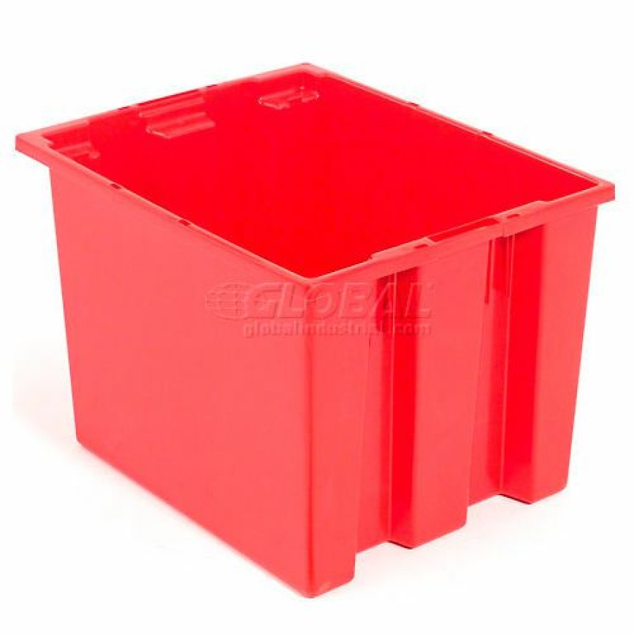 Containers & Organizers * | Global Industrial Stack And Nest Storage Container Snt190 No Lid 19-1/2 X 15-1/2 X 10, Red Pkg Qty 6