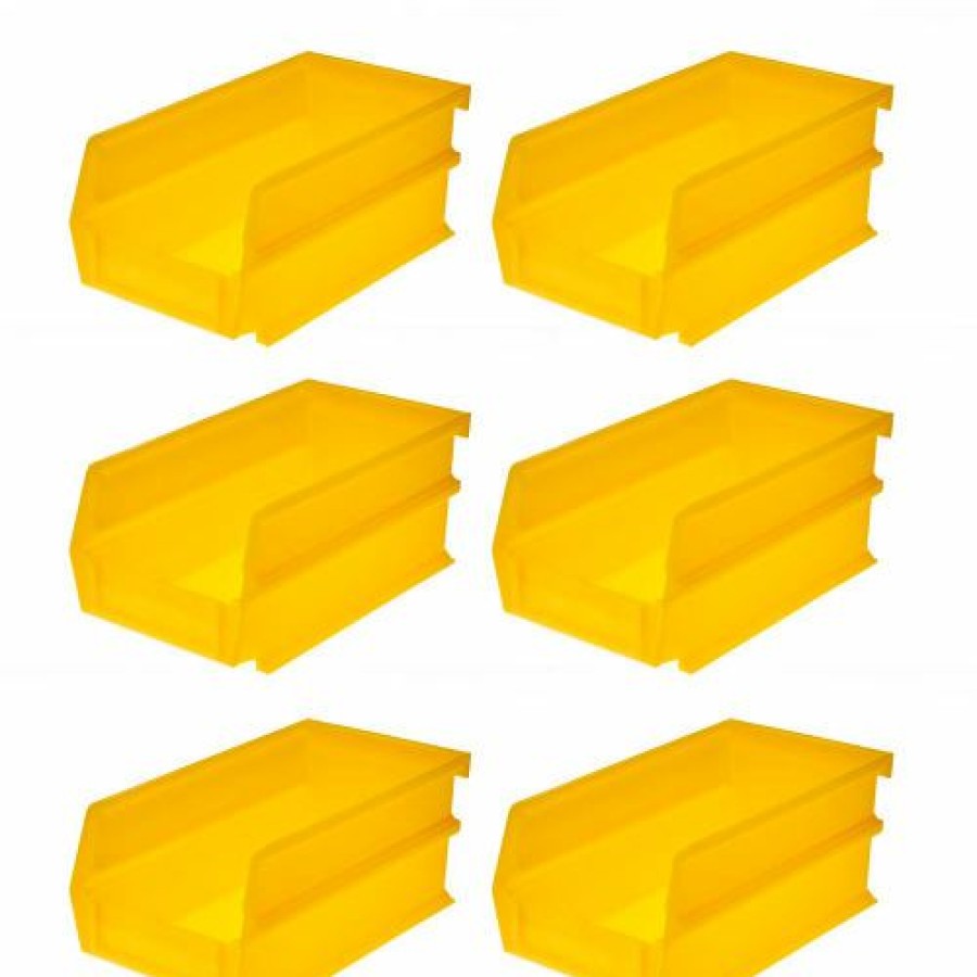 Containers & Organizers * | Locbin 4-1/8"L X 7-3/8"W X 3"H Yellow Stacking, Hanging, Interlocking Polypropylene Bins,6 Ct