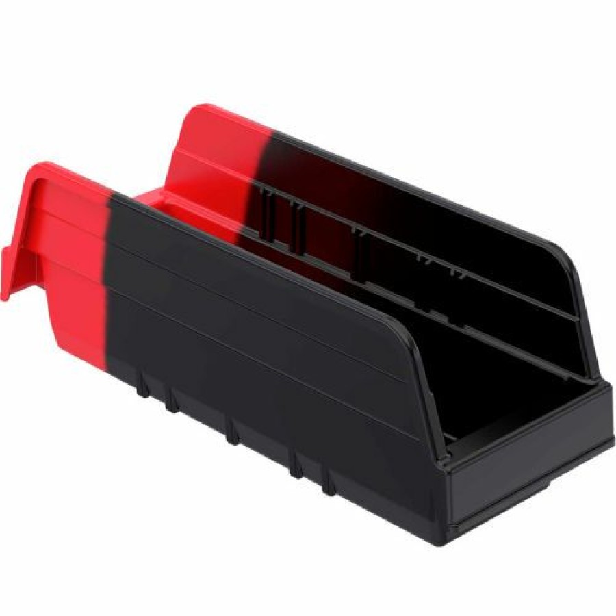 Containers & Organizers * | Akro-Mils Indicator 36442Blkred Two Tone Double Hopper Shelf Bin- 4-1/4"W X 11-5/8"D X 4"H Pkg Qty 24