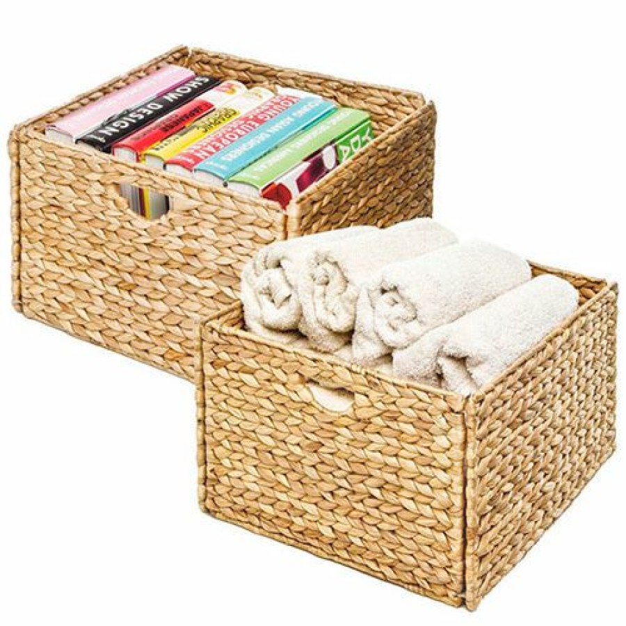 Containers & Organizers * | Seville Classics Woven Hyacinth Storage Cube Basket 2-Pack Light Brown Pkg Qty 2