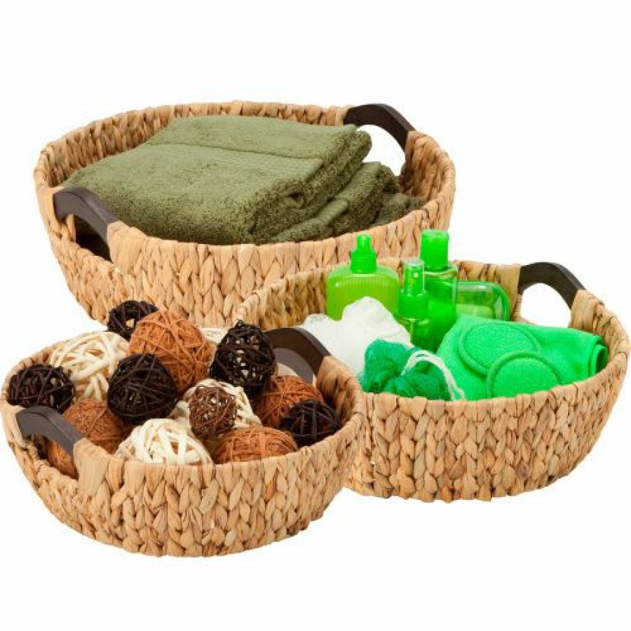 Containers & Organizers * | Honey-Can-Do 3-Piece Round Water Hyacinth Baskets Natural