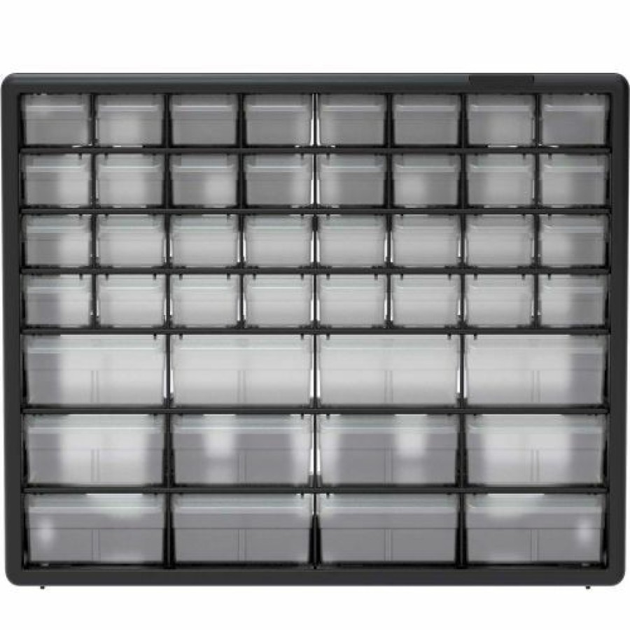 Containers & Organizers * | Akro-Mils Plastic Drawer Parts Cabinet 10144 20"W X 6-3/8"D X 15-13/16"H, Black, 44 Drawers