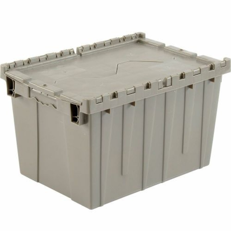 Containers & Organizers * | Global Industrial Plastic Shipping/Storage Tote W/ Attached Lid, 21-7/8"X15-1/4"X12-7/8", Gray