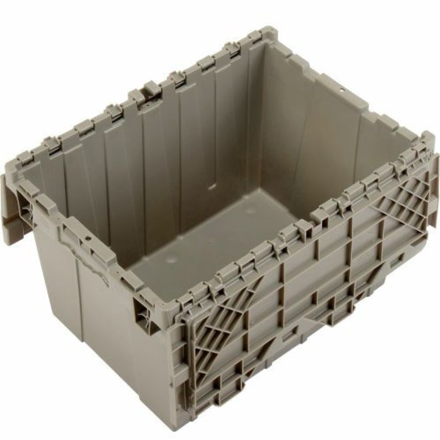 Containers & Organizers * | Global Industrial Plastic Shipping/Storage Tote W/ Attached Lid, 21-7/8"X15-1/4"X12-7/8", Gray