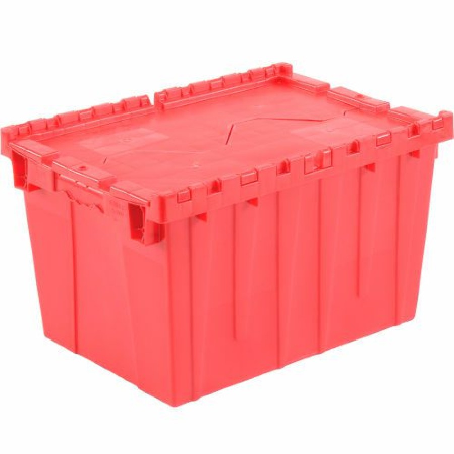 Containers & Organizers * | Global Industrial Plastic Shipping/Storage Tote W/ Attached Lid, 21-7/8"X15-1/4"X12-7/8", Red