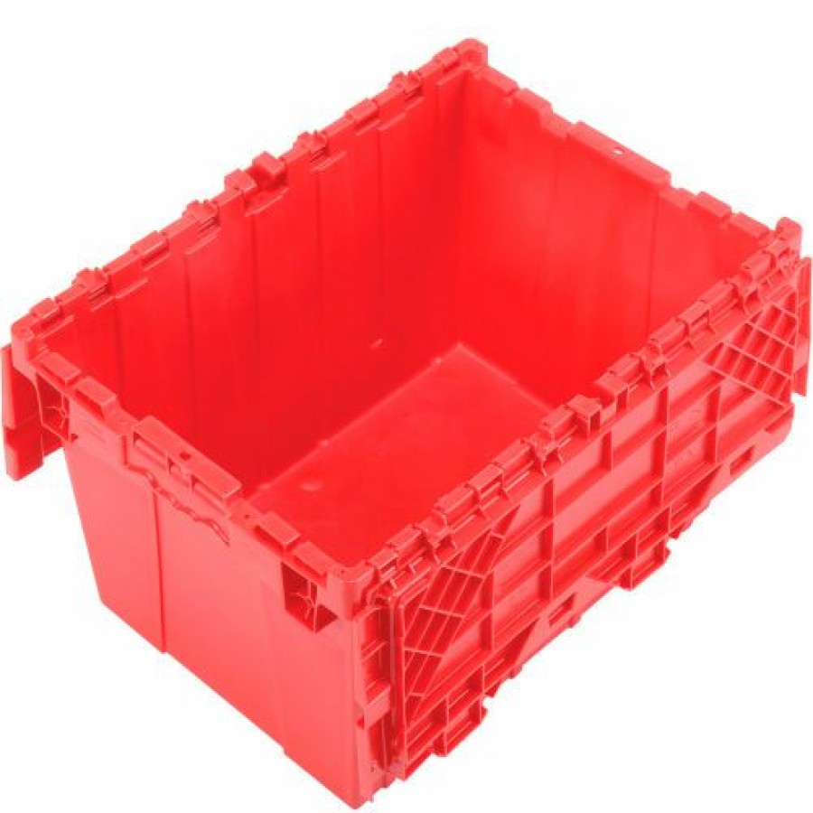 Containers & Organizers * | Global Industrial Plastic Shipping/Storage Tote W/ Attached Lid, 21-7/8"X15-1/4"X12-7/8", Red