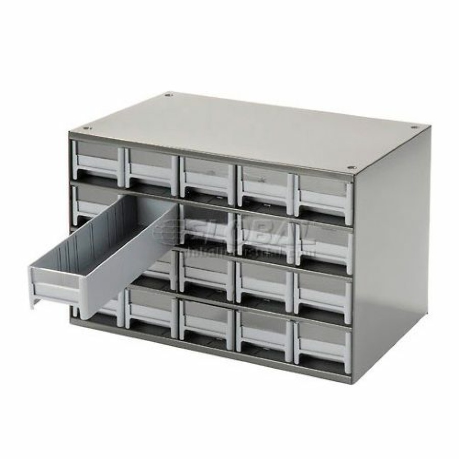 Containers & Organizers * | Akro-Mils Steel Small Parts Storage Cabinet 19320 17"W X 11"D X 11"H W/ 20 Gray Drawers