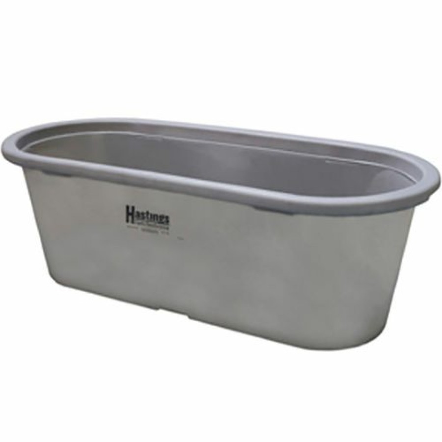 Containers & Organizers * | Hastings Poly Stock Tank Hp20204 Round-End 97 Gallon 53"L X 33"W X 24-1/2"H With Drain Plug Gray