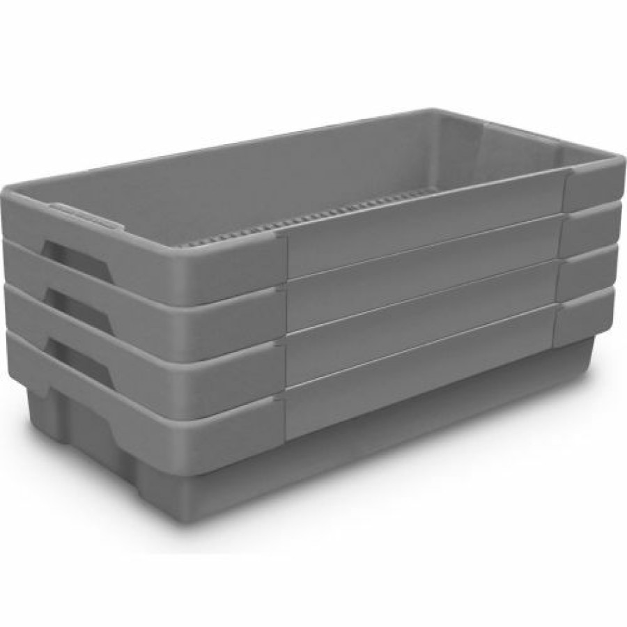 Containers & Organizers * | United Visual Products Plastic Utility Tray Gray 26" L X 12-1/2" W X 4-1/2 H Pkg Qty 5