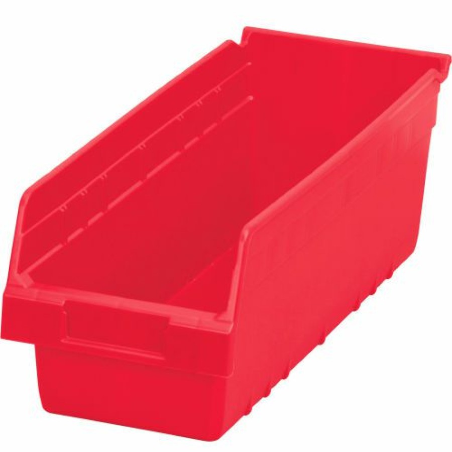 Containers & Organizers * | Akro-Mils Shelfmax Plastic Nesting Storage Shelf Bin 30098 6-5/8"W X 17-7/8"D X 6"H Red Pkg Qty 10