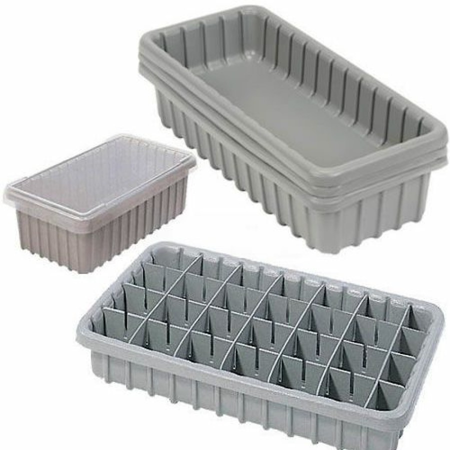 Containers & Organizers * | Dandux Dividable Nesting Plastic Box 50P1816070 17-3/4"L X 16-3/8"W X 7"H, Gray Pkg Qty 3