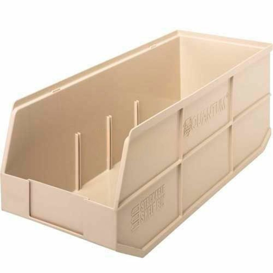 Containers & Organizers * | Quantum Storage Systems Quantum Plastic Stackable Shelf Bin Ssb483 8-1/4"W X 20-1/2"D X 7"H, Ivory Pkg Qty 6