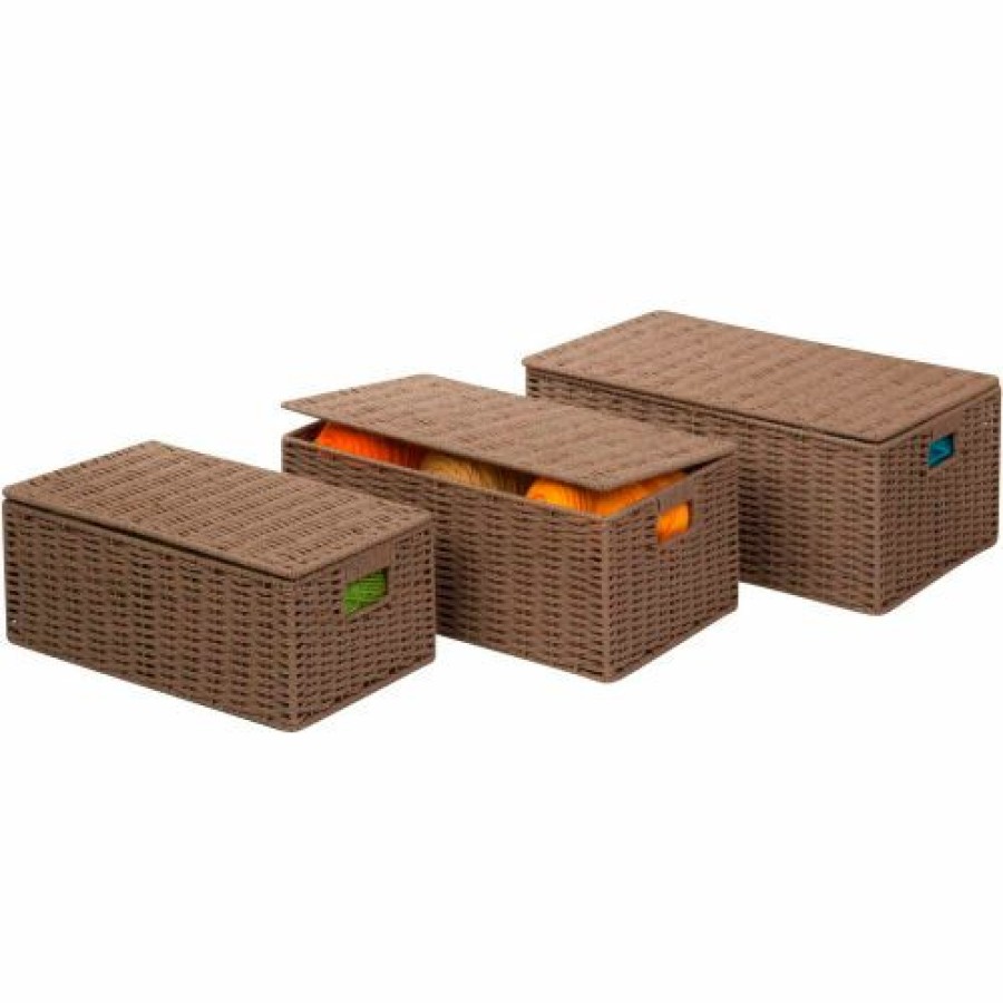 Containers & Organizers * | Honey-Can-Do 3-Piece Set Paper Rope Baskets, Taupe , 17"L X 11-1/2"W X 6-1/2"H Pkg Qty 2