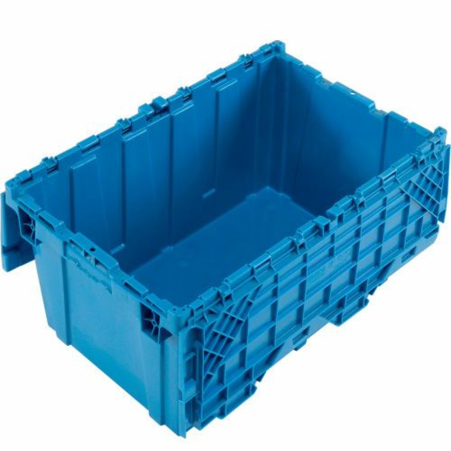 Containers & Organizers * | Attached Lid Shipping Container 27-3/16 X 16-5/8 X 12-1/2 Blue With Dolly Combo