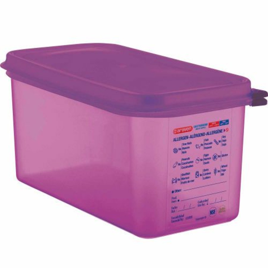 Containers & Organizers * | Araven 61393 Food Container, Anti-Allergen, W/Lid, Polypropylene, 6.3 Qt., 1/3 Size, Purple Pkg Qty 6